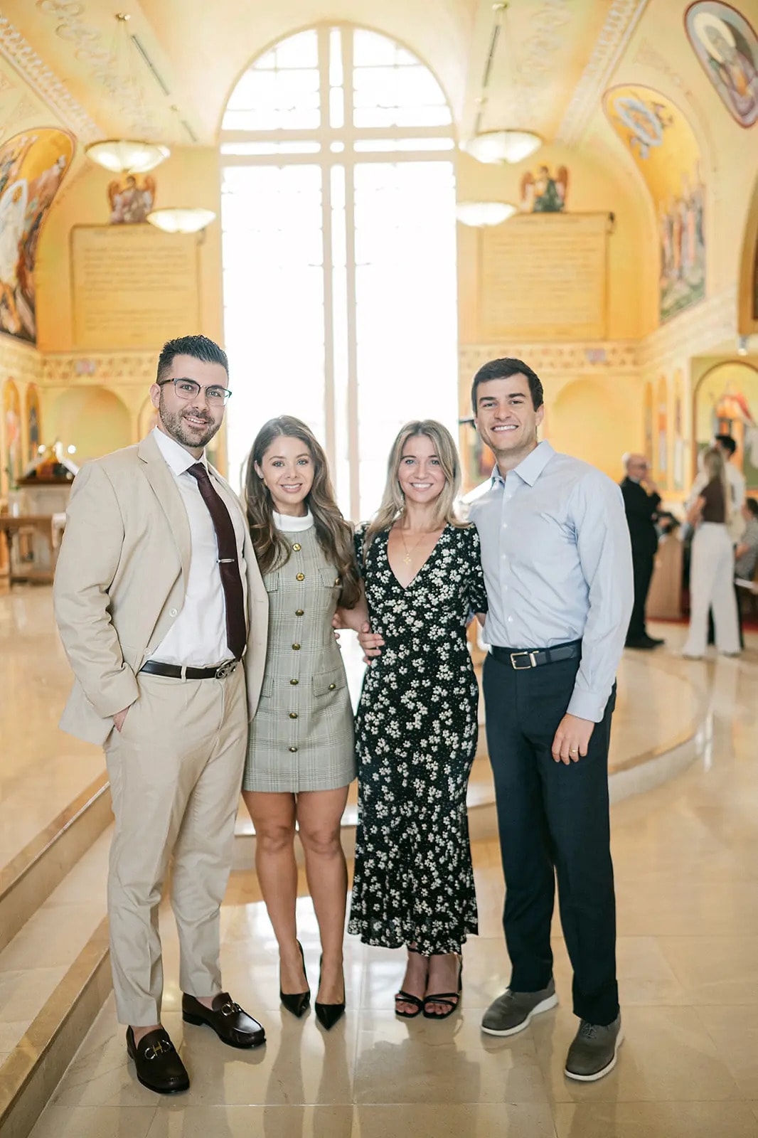 Andreas Stamatakis, Sophia Stamatakis, Claire Atalis, and Sam Atalis at Saint Mark Greek Orthodox Church in Boca Raton