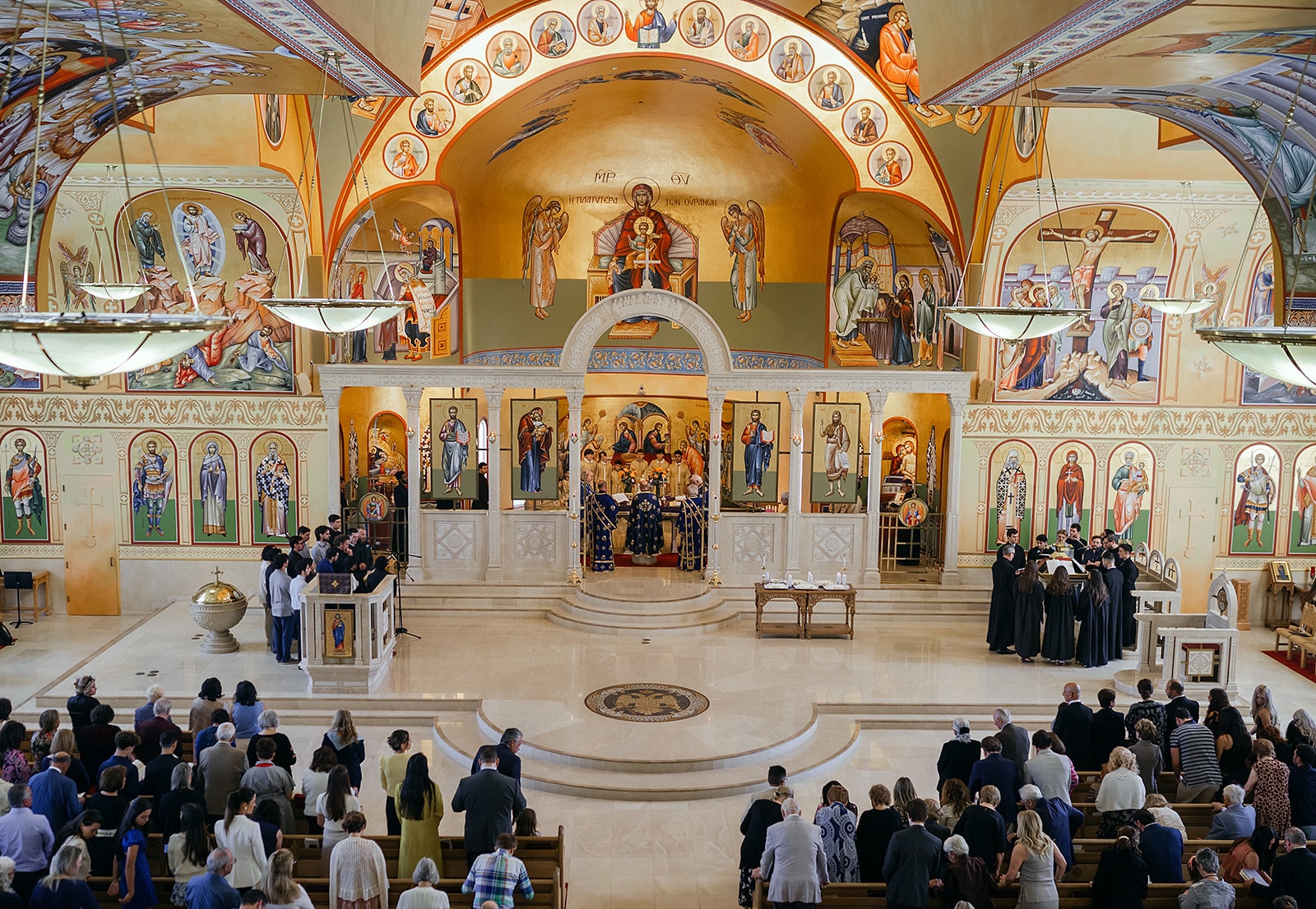 The nave of Saint Mark Greek Orthodox Church during the Hierarchical Divine Liturgy